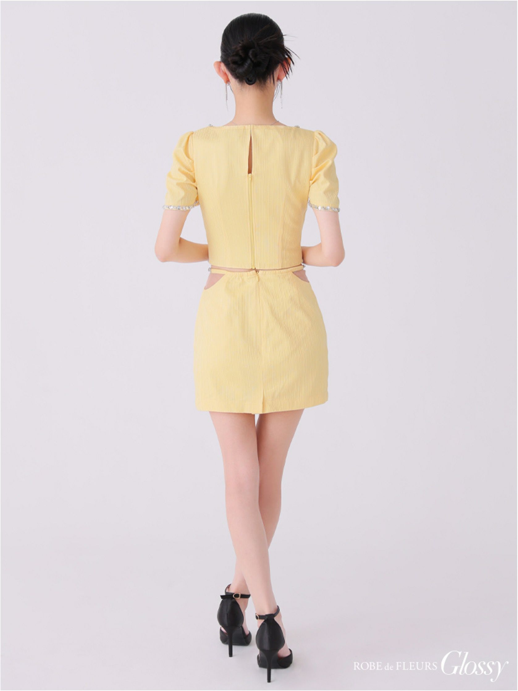 Glossy ローブドフルールグロッシー ビジューリブニットウエストシアータイトキャバドレス gl3922-c