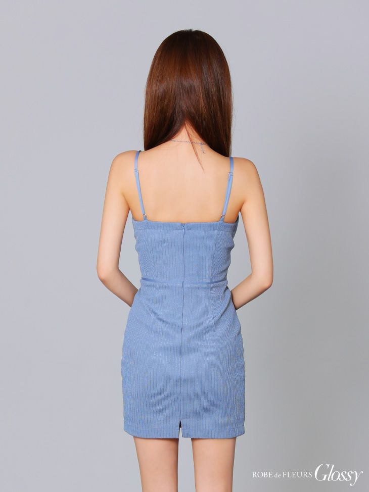 Glossy ローブドフルールグロッシー ブラック バストレースリブタイトミニキャバドレス gl3915-2