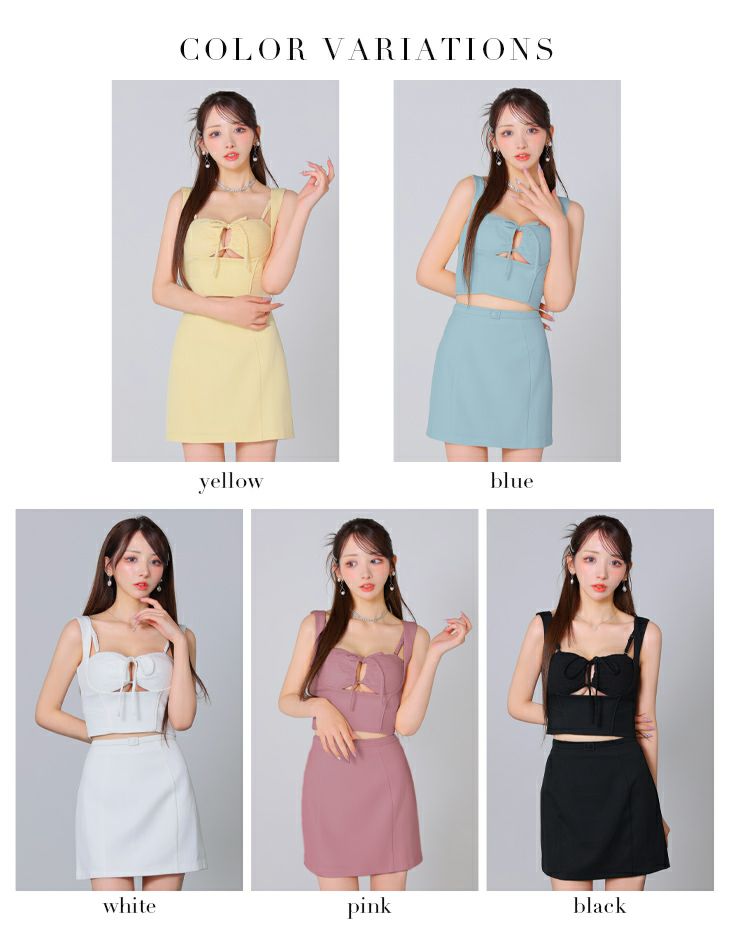 Glossy ローブドフルールグロッシー ホワイト バストリボンストレッチワッフルセットアップミニキャバドレス gl3589-2