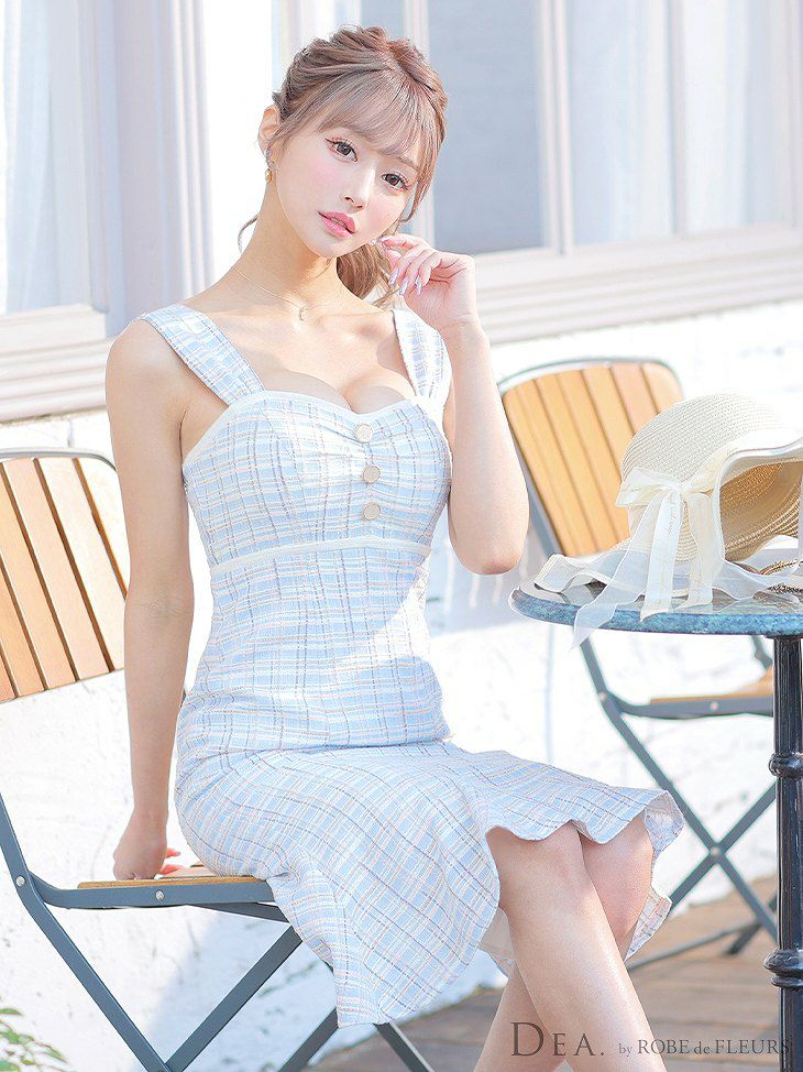 DEA. ディア バイ ローブドフルール ラメ入りスプリングニットミディキャバドレス de2725-s25