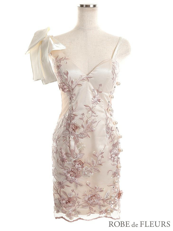 ROBE de FLEURS ローブドフルール 立体刺繍レース×アシンメトリータイトミニキャバドレス fm2322-s25