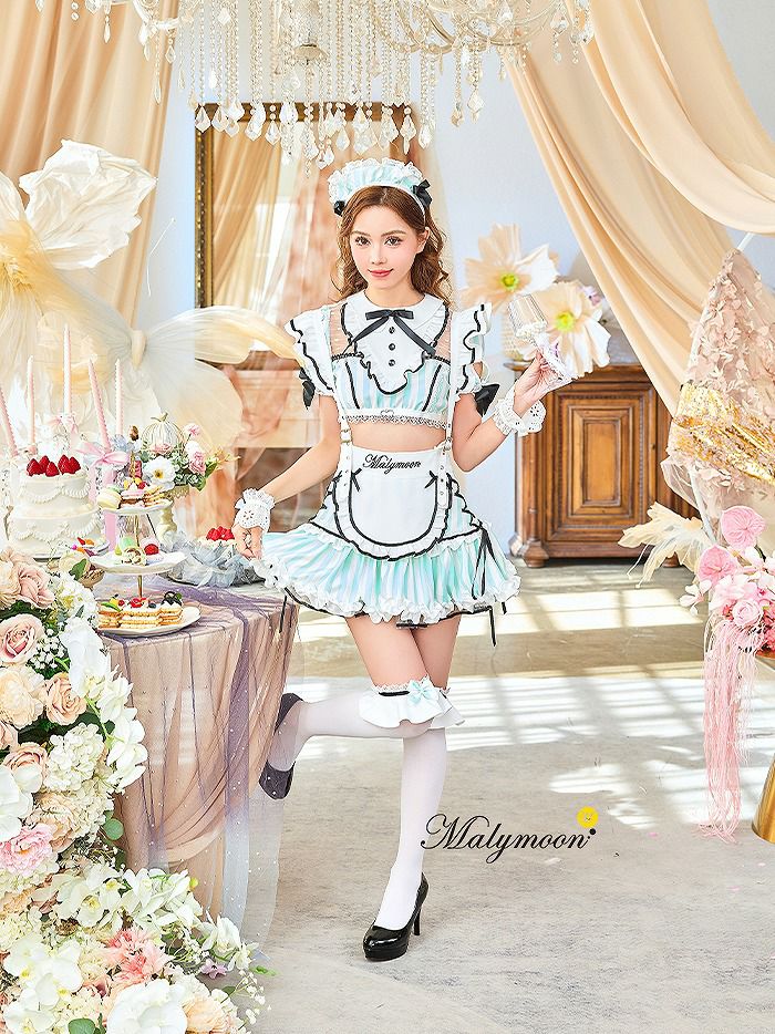 【8点セット】Malymoon マリームーン パステルフルールストライプメイド [ ライトピンク / ライトブルー / ミントブルー ] ml10222