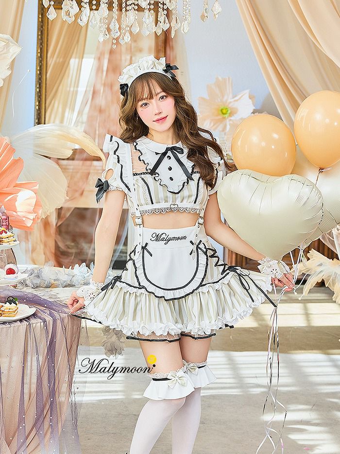 【8点セット】Malymoon マリームーン パステルフルールストライプメイド [ ライトピンク / ライトブルー / ミントブルー ] ml10222