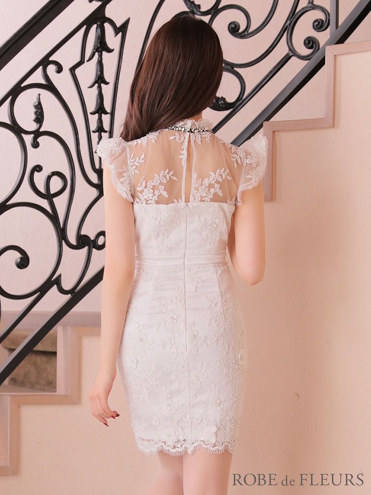 ROBE de FLEURS ローブドフルール フラワーレース×ラグジュアリータイトミニキャバドレス fm2426-s25