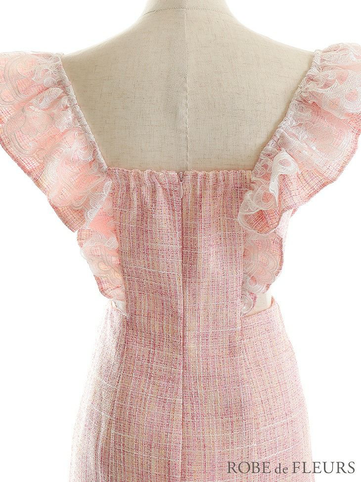 ROBE de FLEURS ローブドフルール レースフリル袖×ウエストカットラメツイードキャバドレス fm2657-s25