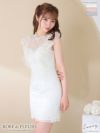 ROBE de FLEURS ローブドフルール フリル袖×スパンコールブロックチュールミニキャバドレス fm2626-s25