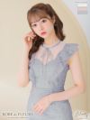 ROBE de FLEURS ローブドフルール フリル袖×スパンコールブロックチュールミニキャバドレス fm2626-s25