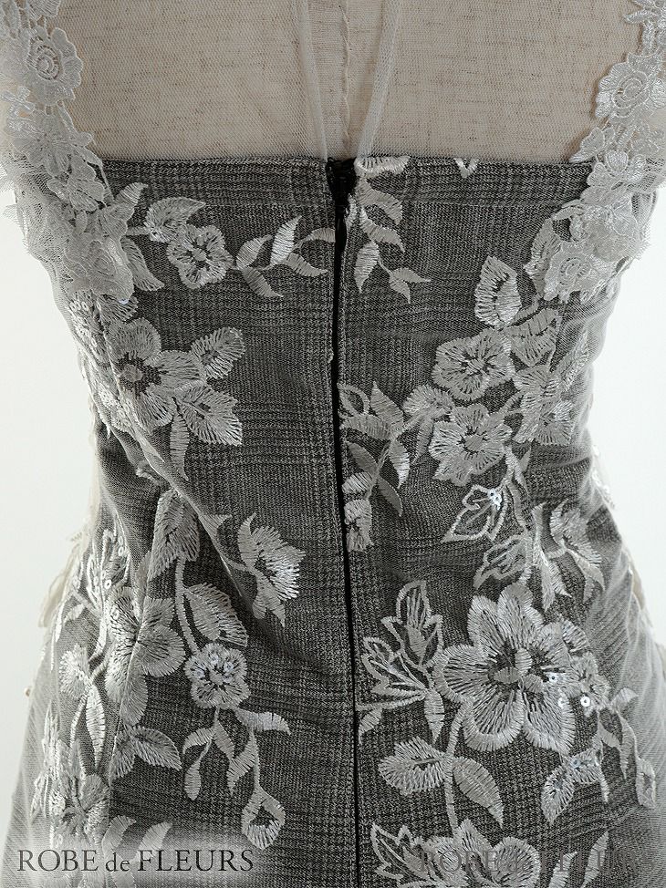 ROBE de FLEURS ローブドフルール スパンコール付き刺繍レース×立体フラワータイトミニキャバドレス fm2425-s25