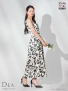 DEA. ディア バイ ローブドフルール 花柄スクエアネックフレアロングキャバドレス de3382-c