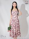DEA. ディア バイ ローブドフルール 花柄スクエアネックフレアロングキャバドレス de3382-c