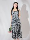DEA. ディア バイ ローブドフルール 花柄スクエアネックフレアロングキャバドレス de3382-c