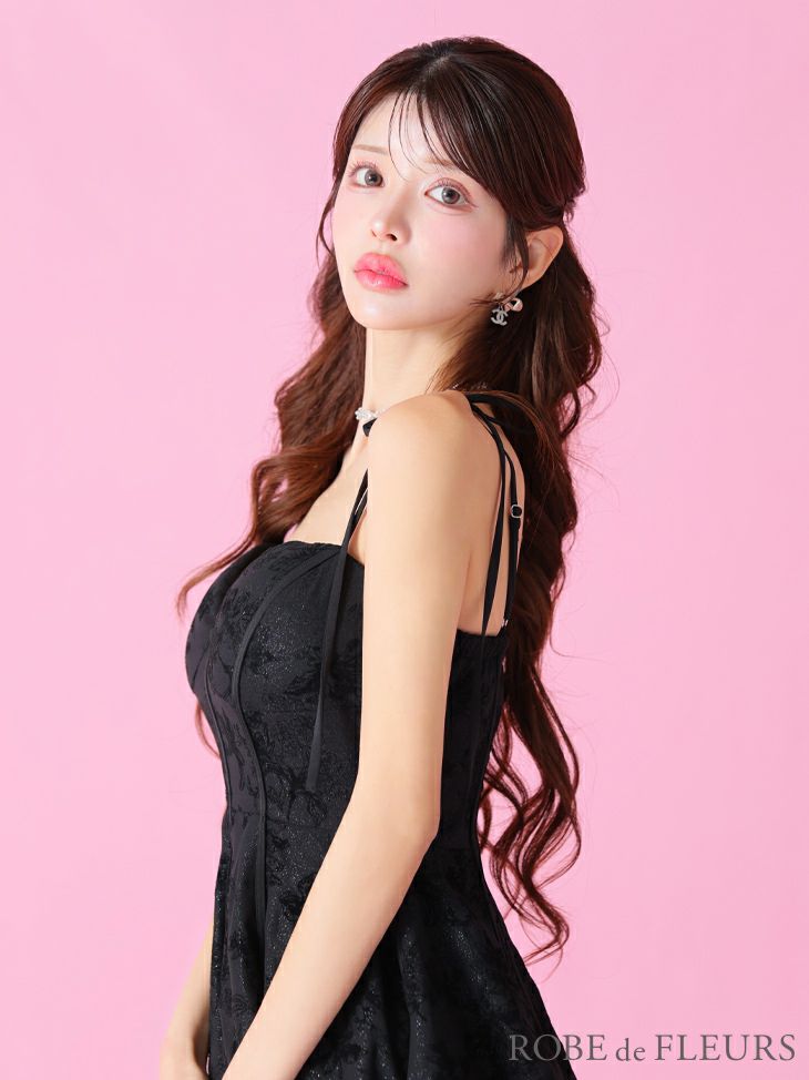 ROBE de FLEURS ローブドフルール 花柄パイピングガーリーフレアミニキャバドレス fm3786-c