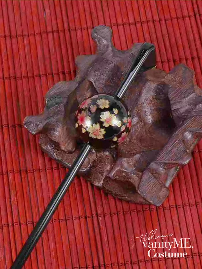 玉かんざし 桜柄 花魁 和装 髪飾り [ 赤/黒 ] vcsit-24116