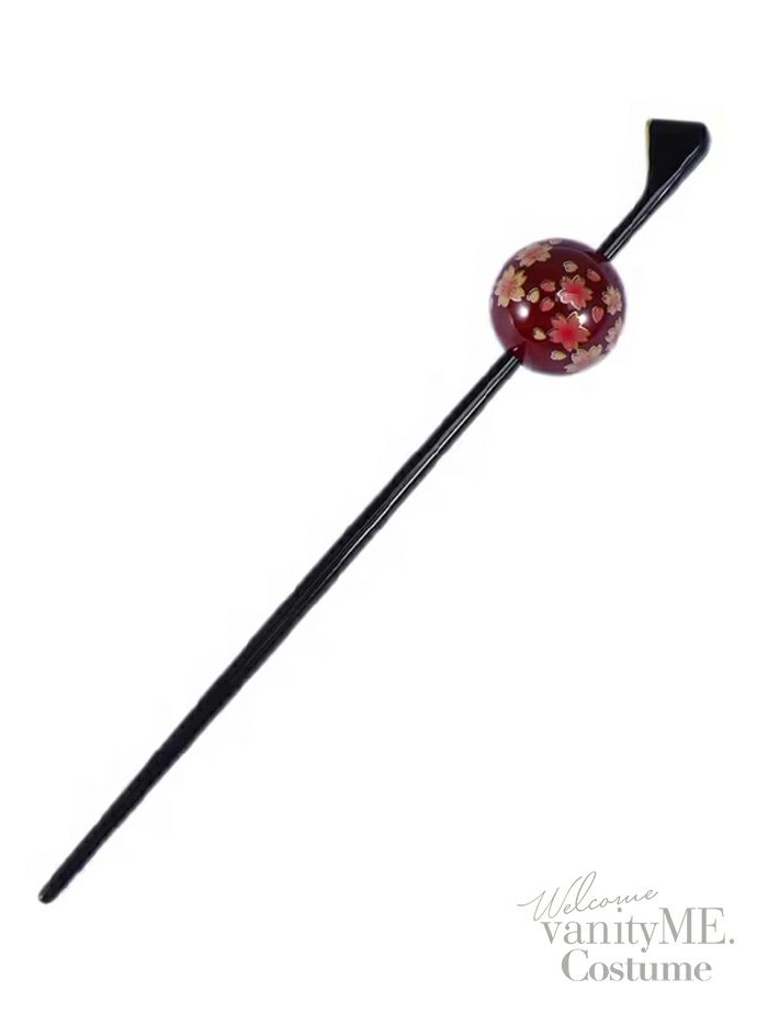 玉かんざし 桜柄 花魁 和装 髪飾り [ 赤/黒 ] vcsit-24116