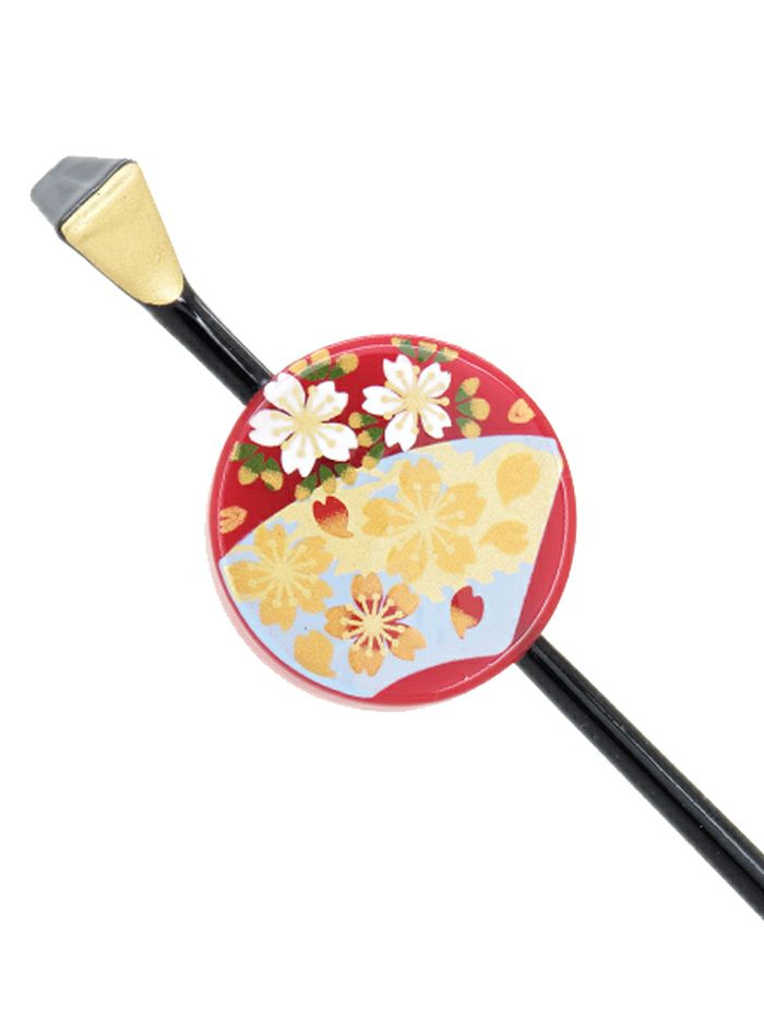 かんざし 平丸 大 赤 桜柄 花魁 和装 髪飾り vcsit-24117