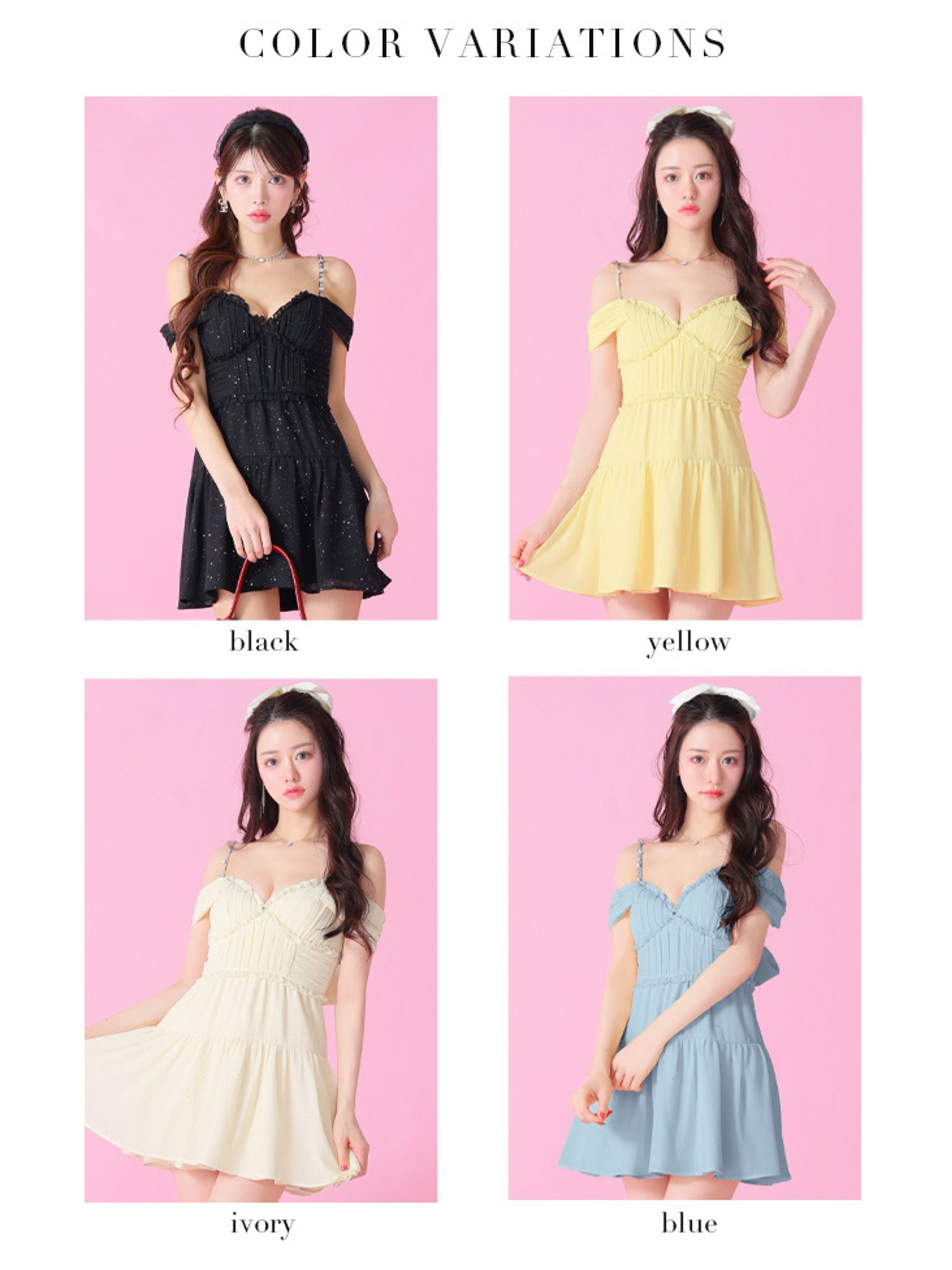 ROBE de FLEURS ローブドフルール 2way オフショルラメシフォンキャミフレアミニキャバドレス fm3381-c