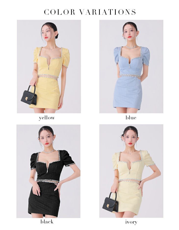 Glossy ローブドフルールグロッシー ブラック ビジューリブニットウエストシアータイトキャバドレス gl3922-3