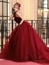 vanityME.couture. バニティミークチュール *Romantic Holiday Dress* アメリカンスリーブ ベルベット ラメ入りチュール プリンセス 姫 ロングドレス バースデードレス レッド vctr-t-24114-2