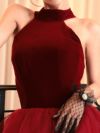 vanityME.couture. バニティミークチュール *Romantic Holiday Dress* アメリカンスリーブ ベルベット ラメ入りチュール プリンセス 姫 ロングドレス バースデードレス レッド vctr-t-24114-2