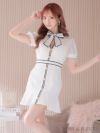 ROBE de FLEURS ローブドフルール ホワイト リボン×レースミニドレス fm2944-1