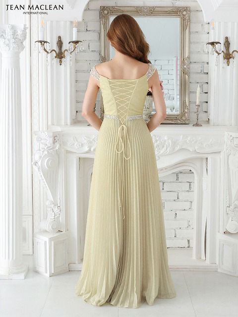 JEAN MACLEAN ジャンマクレーン オフショル/ビジュー/ラメニット/プリーツ/フレア/ロングドレス ja41551-c