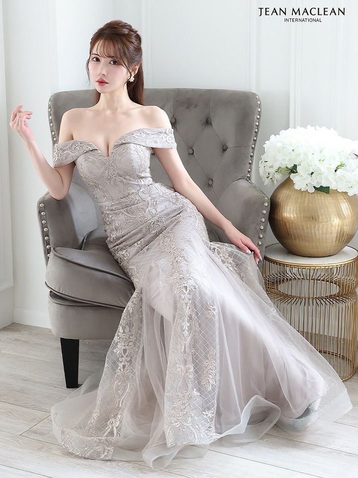 JEAN MACLEAN ジャンマクレーン オフショル/ゴールド刺繍/レース/マーメイド/タイト ロングドレス ja51784-c