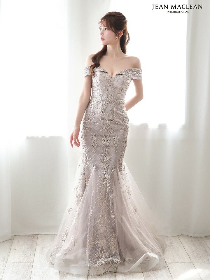 JEAN MACLEAN ジャンマクレーン オフショル/ゴールド刺繍/レース/マーメイド/タイト ロングドレス ja51784-c