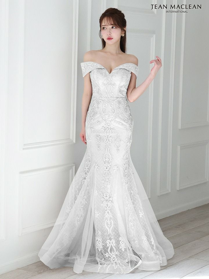 JEAN MACLEAN ジャンマクレーン オフショル/ゴールド刺繍/レース/マーメイド/タイト ロングドレス ja51784-c