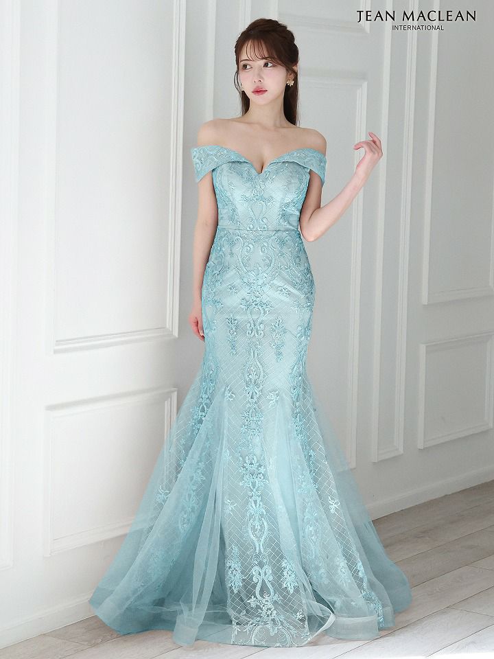 JEAN MACLEAN ジャンマクレーン オフショル/ゴールド刺繍/レース/マーメイド/タイト ロングドレス ja51784-c