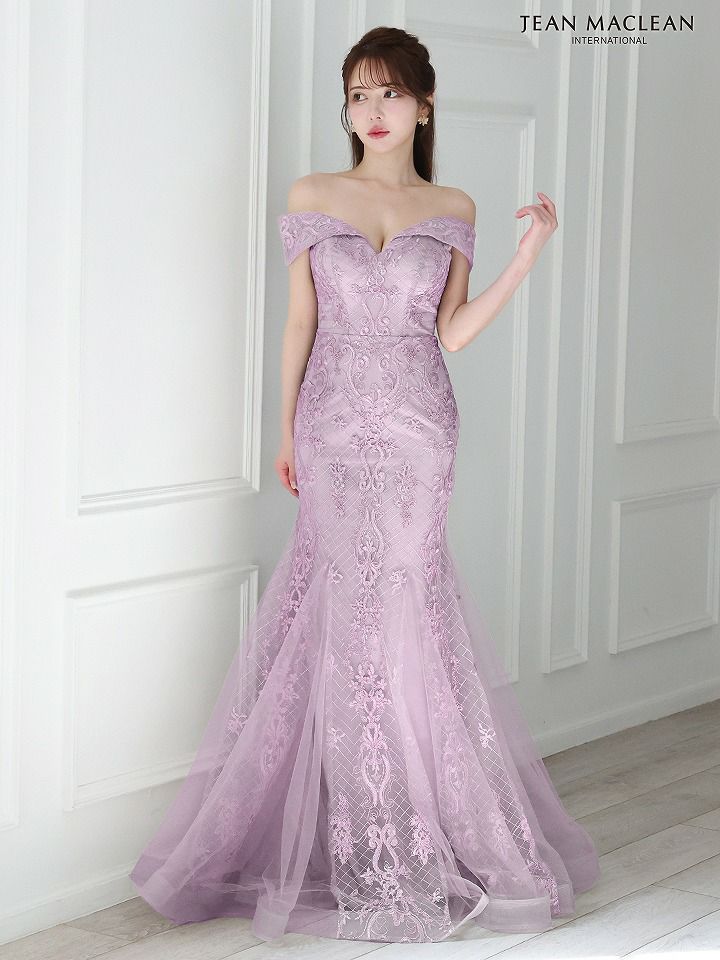 JEAN MACLEAN ジャンマクレーン オフショル/ゴールド刺繍/レース/マーメイド/タイト ロングドレス ja51784-c
