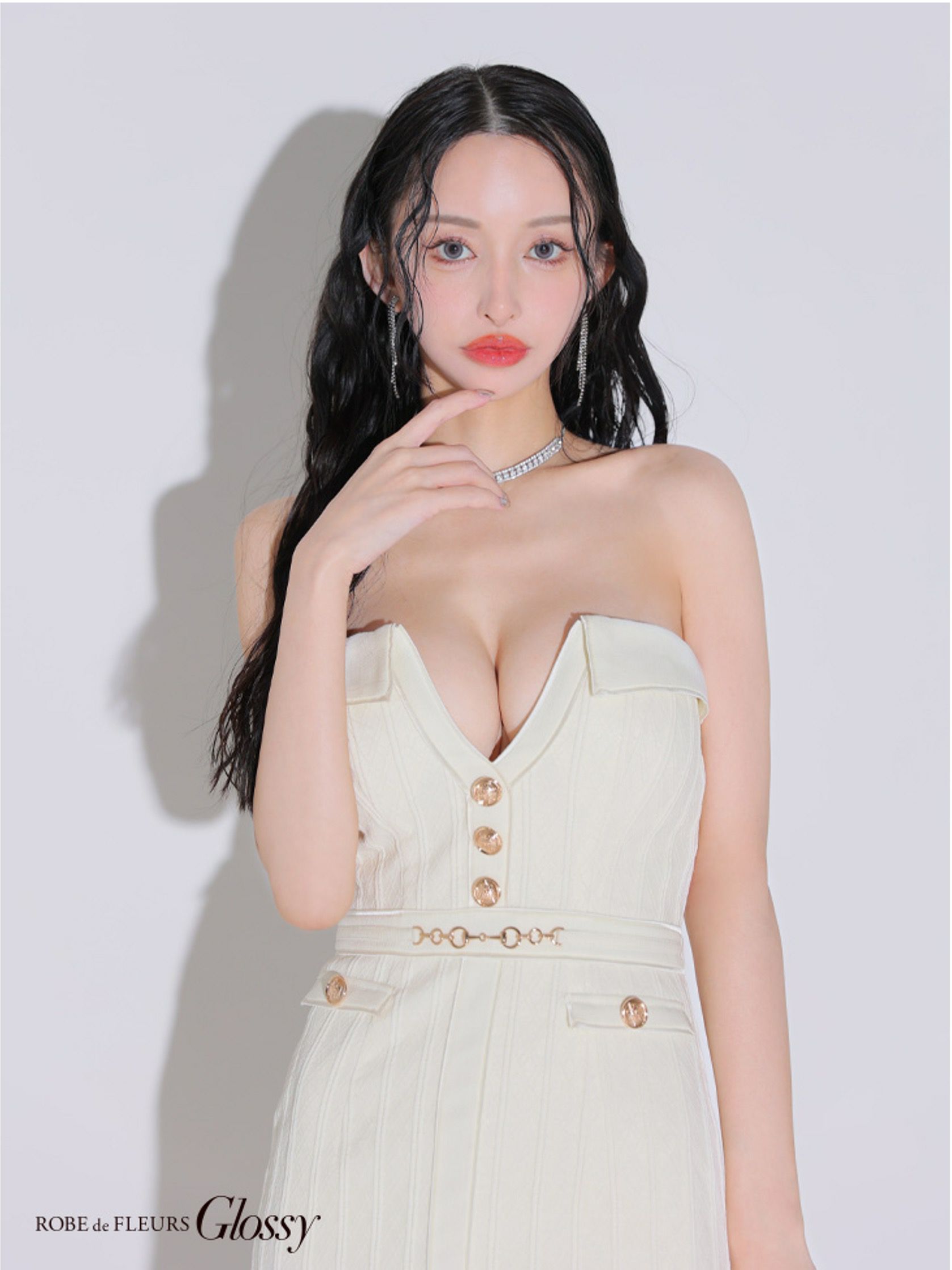  Glossy ローブドフルールグロッシー フロントボタンバストカットタイトミニキャバドレス gl3912-c