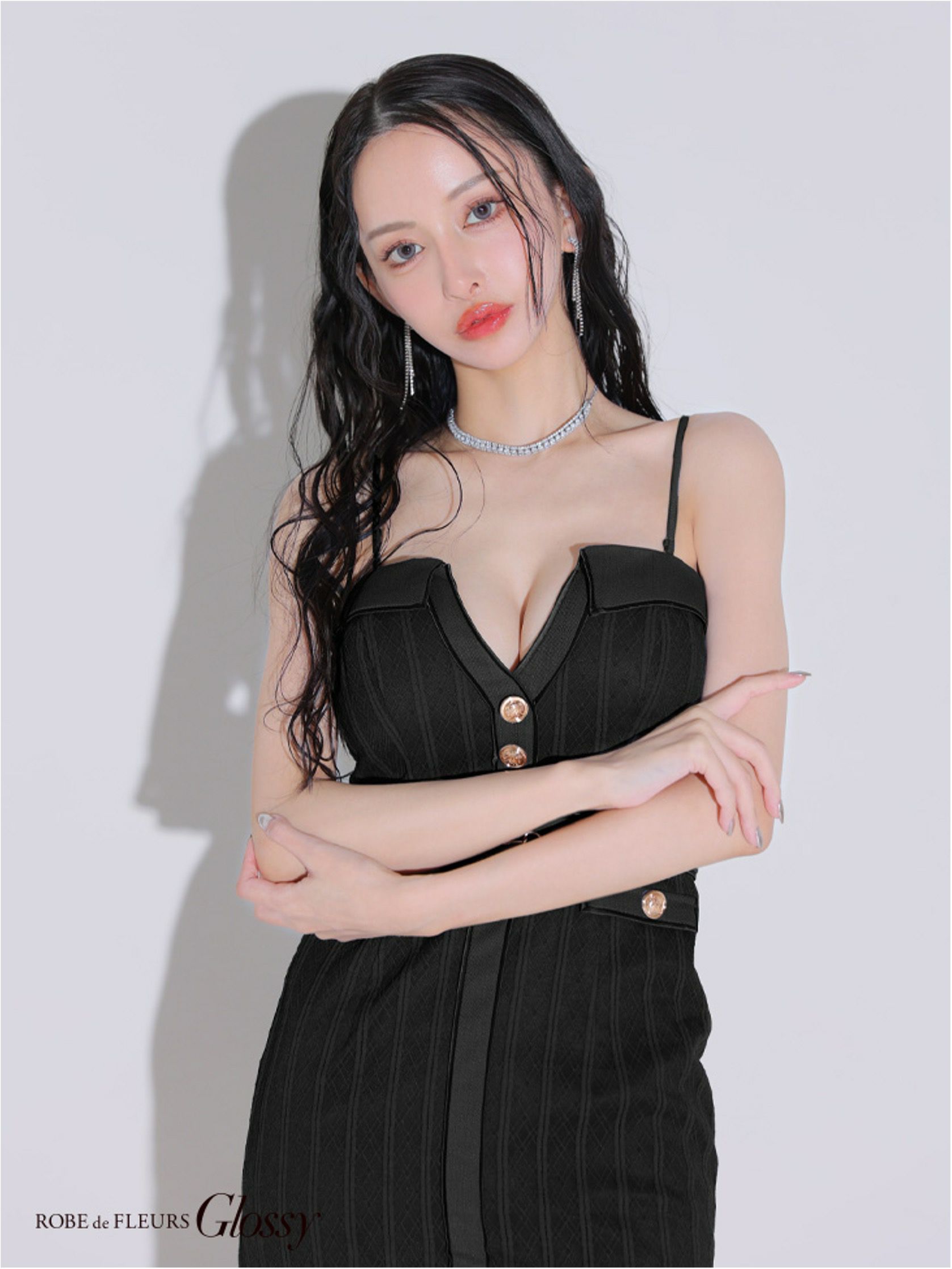  Glossy ローブドフルールグロッシー フロントボタンバストカットタイトミニキャバドレス gl3912-c