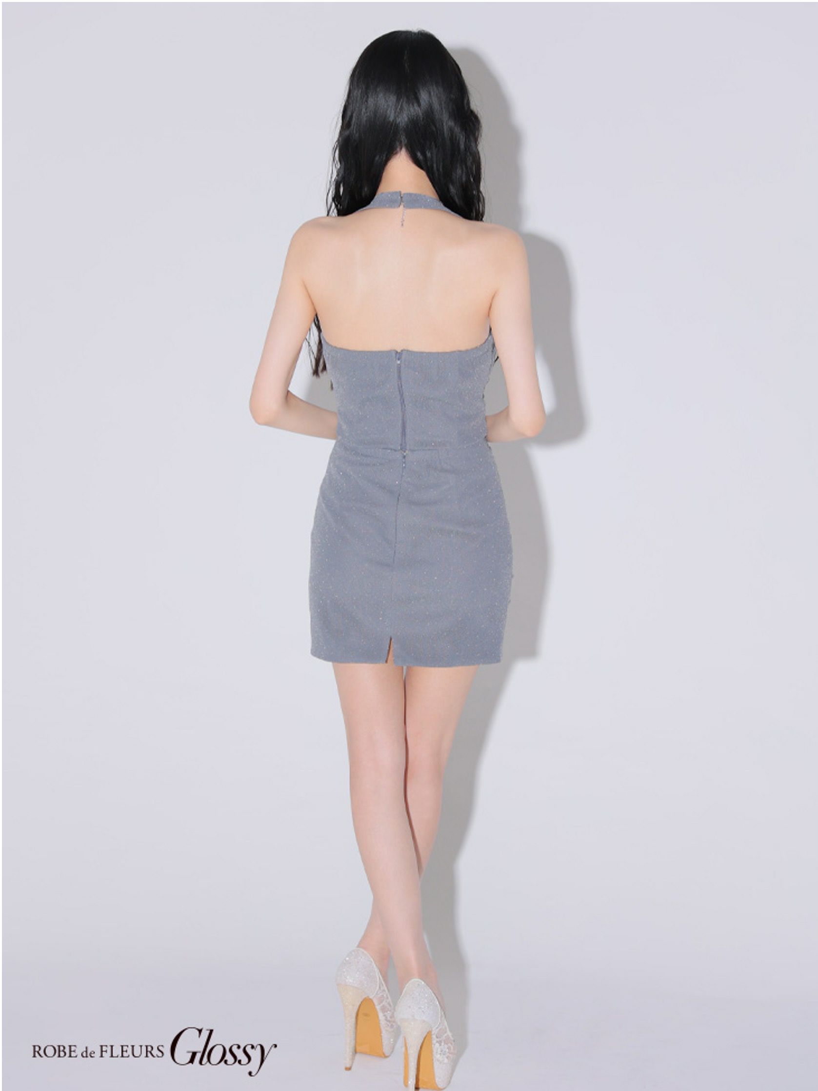 Glossy ローブドフルールグロッシー スタッズチュールホルターセットアップミニキャバドレス gl3910-c