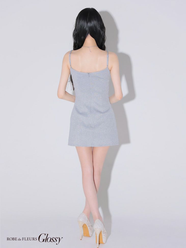 Glossy ローブドフルールグロッシー ラメリブニットタイトストレッチキャミミニキャバドレス gl3571-c