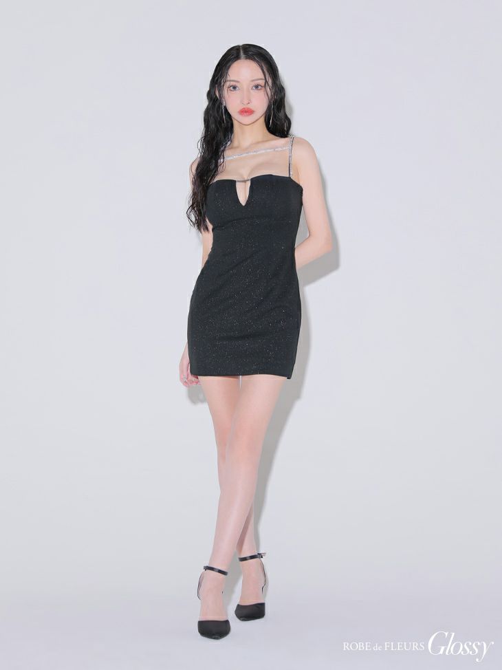 Glossy ローブドフルールグロッシー デコルテビジューバストカットシンプルタイトミニキャバドレス gl3590-c