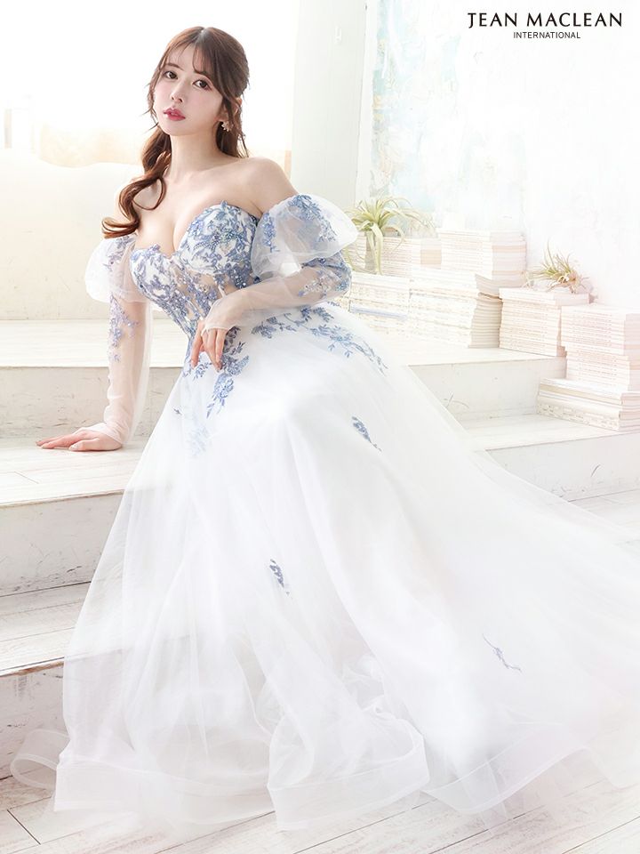 JEAN MACLEAN ジャンマクレーン スパンコール刺繍/パフスリーブ/ロング  