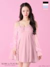 ROBE de FLEURS ローブドフルール オフショルリボンシアースリーブフレアミニキャバドレス fm3278-c