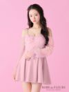 ROBE de FLEURS ローブドフルール オフショルリボンシアースリーブフレアミニキャバドレス fm3278-c