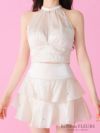 ROBE de FLEURS ローブドフルール サテンホルターティアードフレアミニキャバドレス fm3593-c