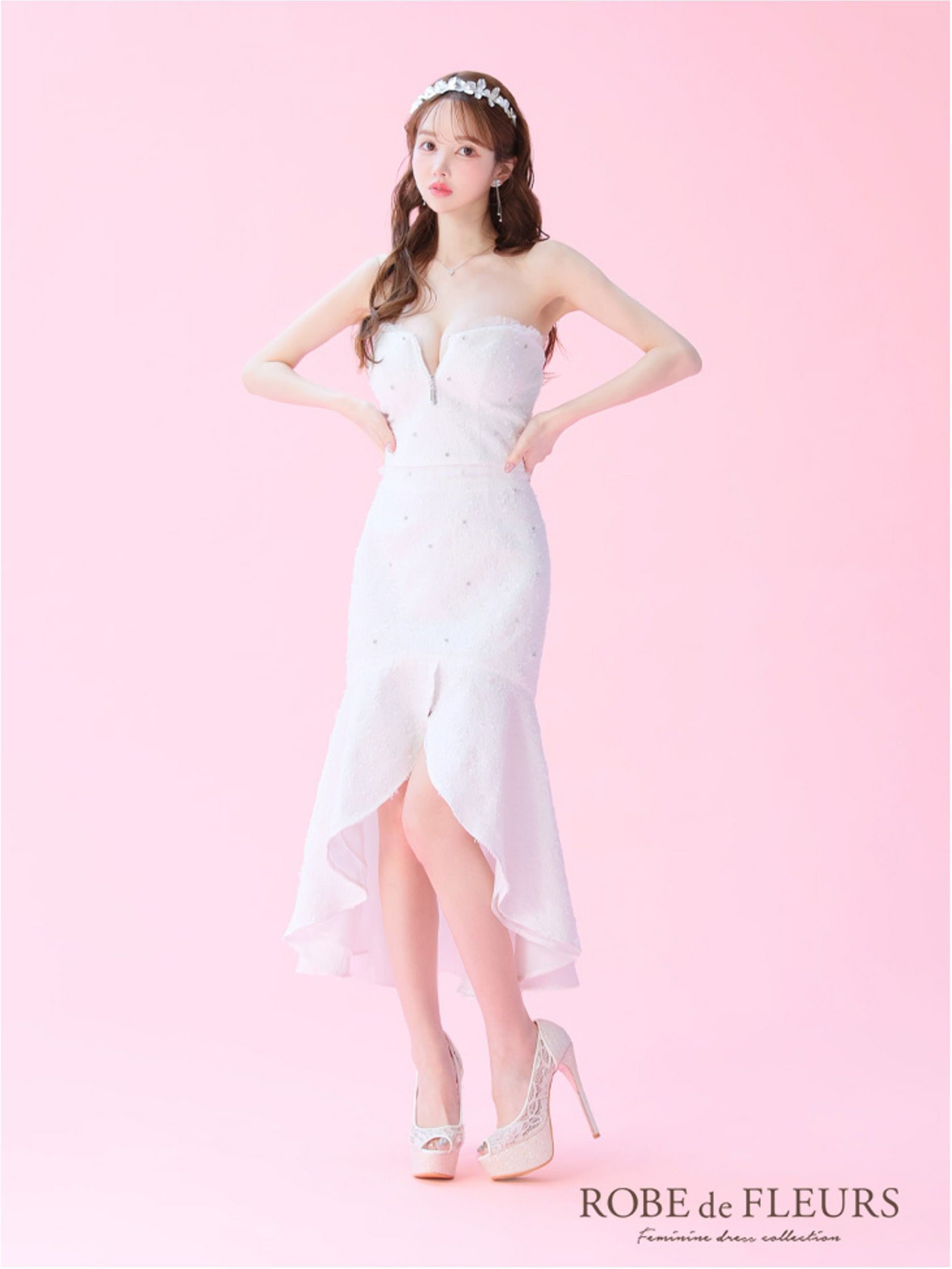 ROBE de FLEURS ローブドフルール ジャガードチュールマーメイドセットアップキャバドレス fm3451-c