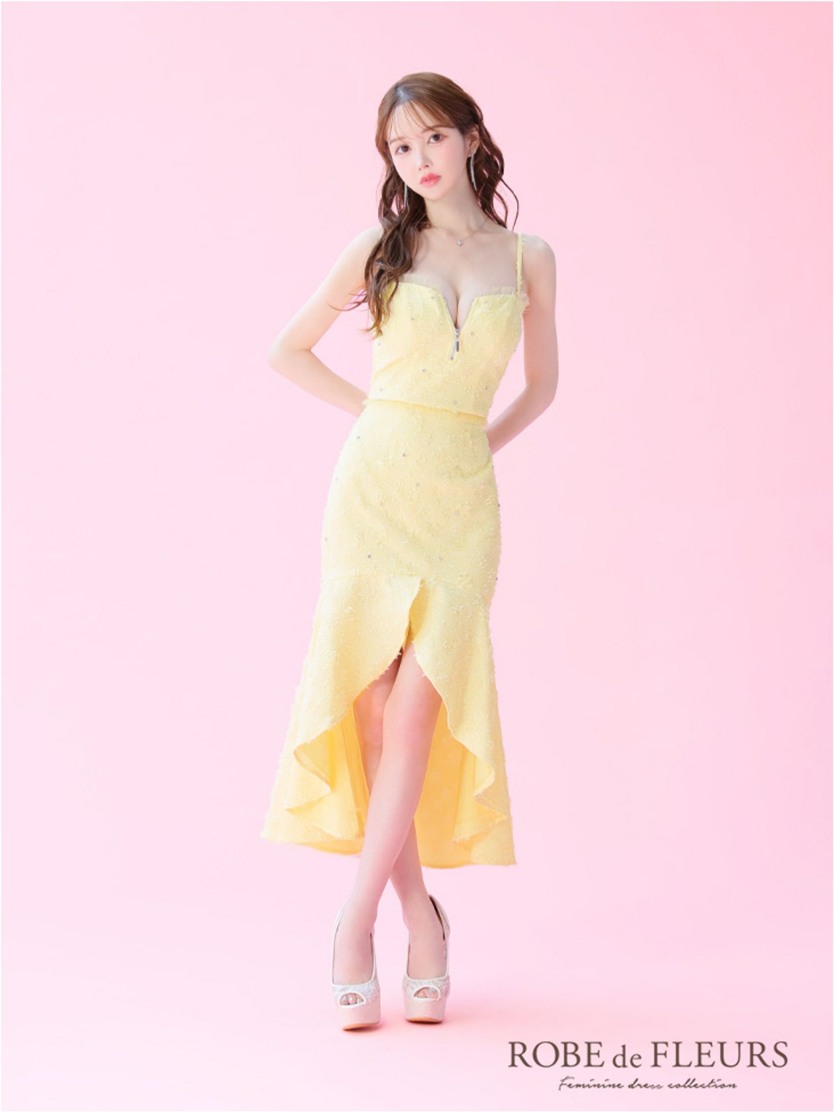 ROBE de FLEURS ローブドフルール ジャガードチュールマーメイドセットアップキャバドレス fm3451-c