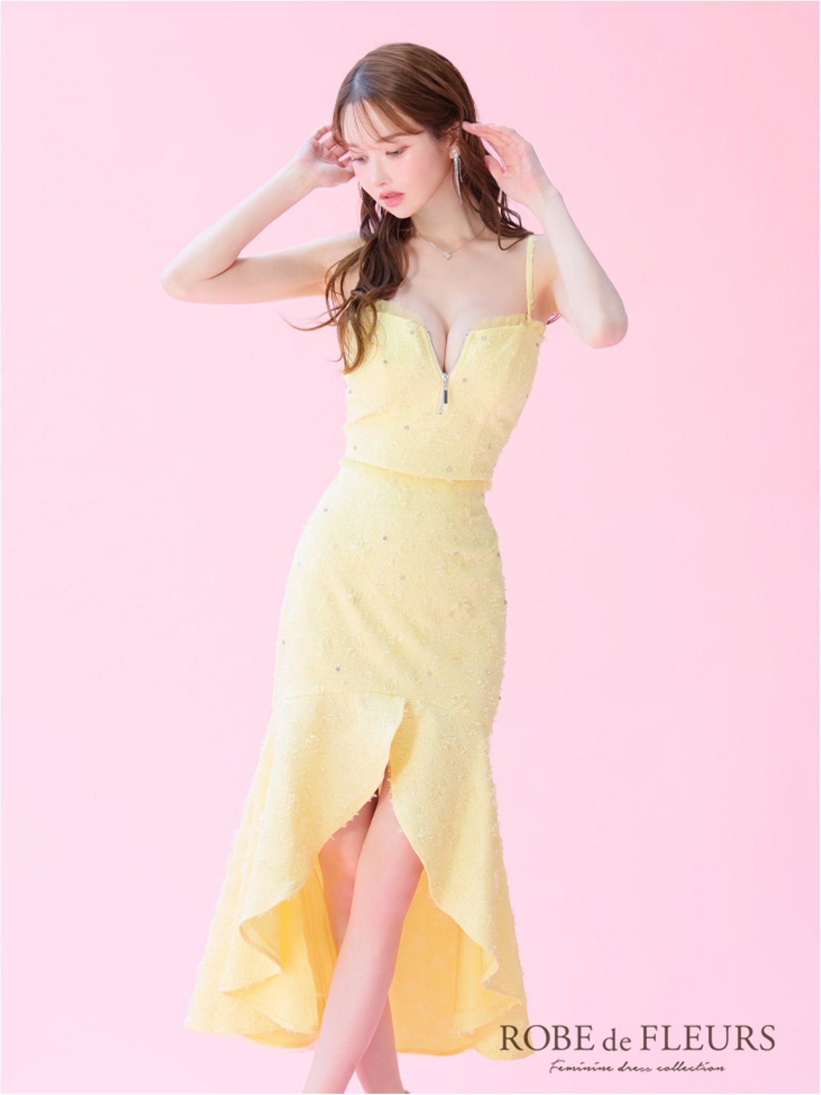 ROBE de FLEURS ローブドフルール ジャガードチュールマーメイドセットアップキャバドレス fm3451-c