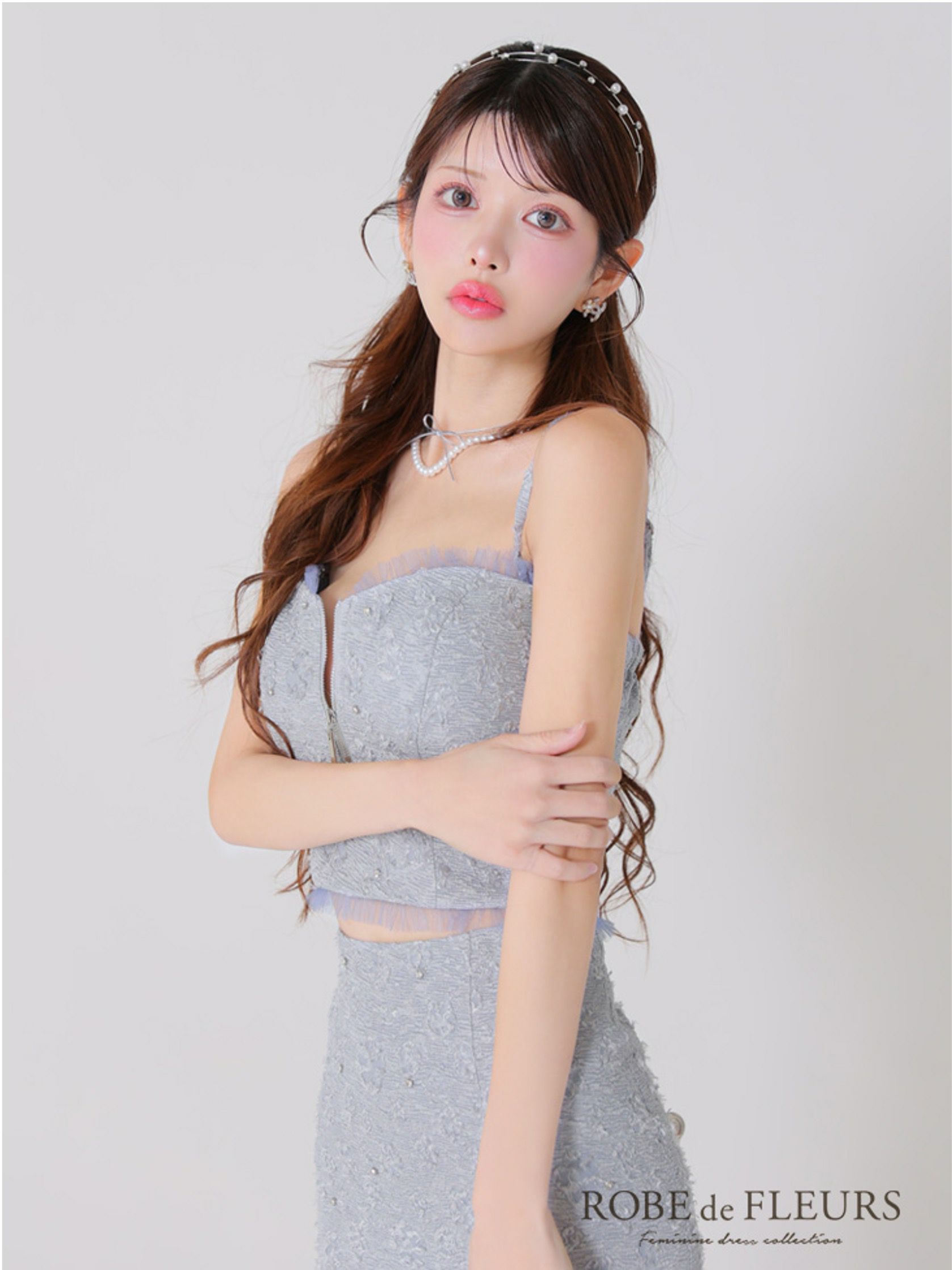 ROBE de FLEURS ローブドフルール ジャガードチュールマーメイドセットアップキャバドレス fm3451-c