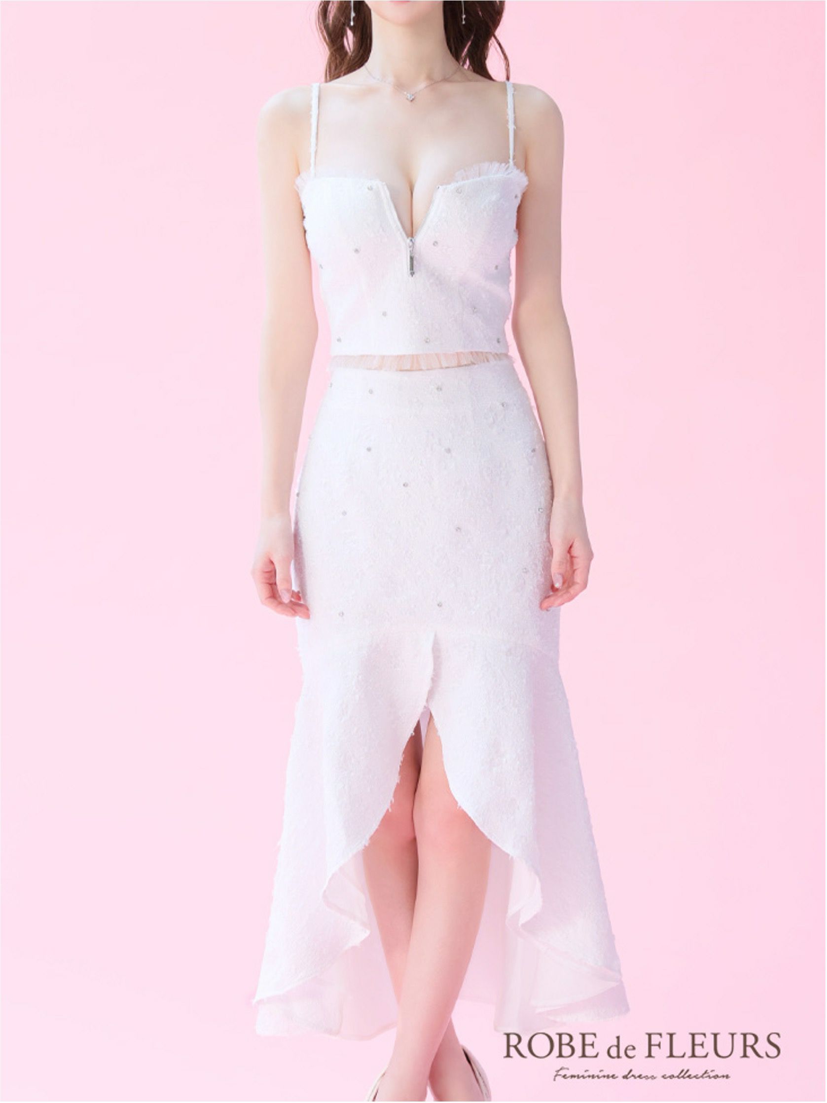 ROBE de FLEURS ローブドフルール ジャガードチュールマーメイドセットアップキャバドレス fm3451-c