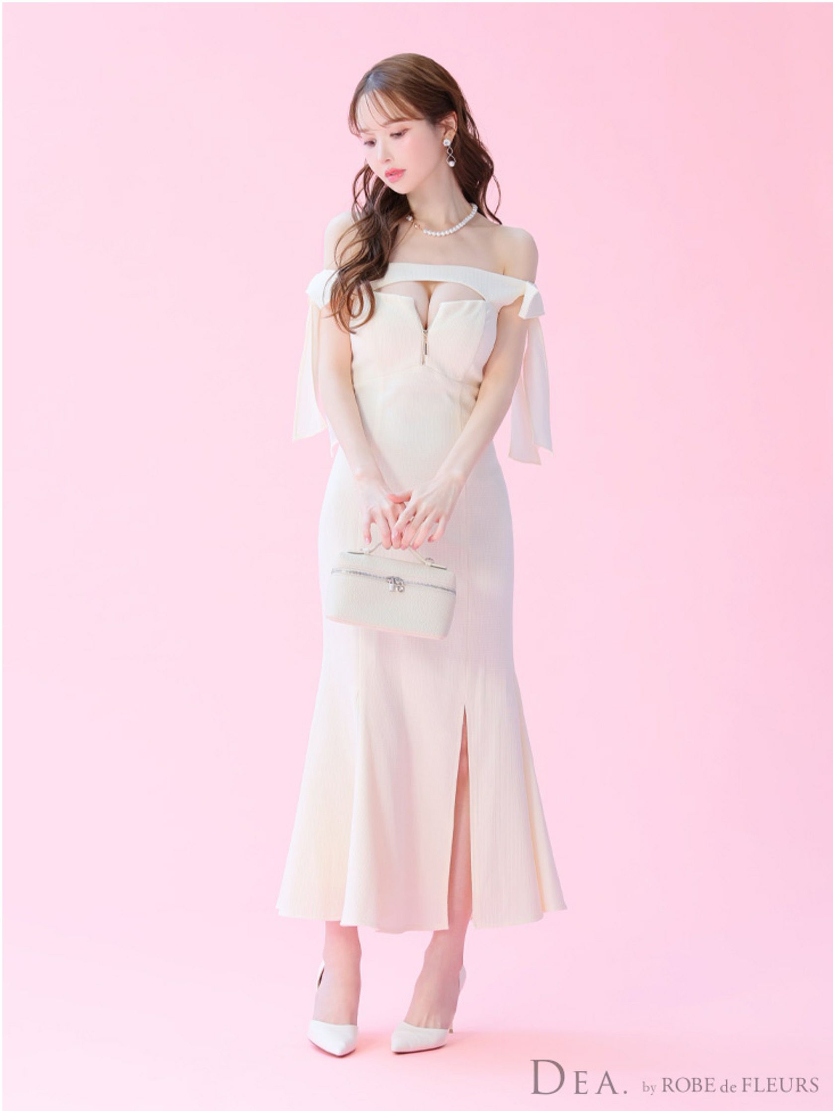 DEA. ディア バイ ローブドフルール オフショルリボンバストジップマーメイドロングキャバドレス de3596-c