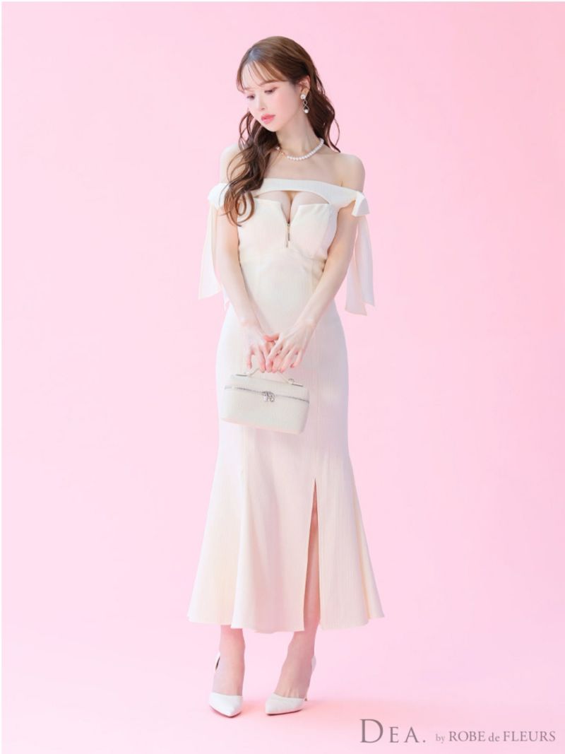 DEA. ディア バイ ローブドフルール オフショルリボンバストジップマーメイドロングキャバドレス de3596-c