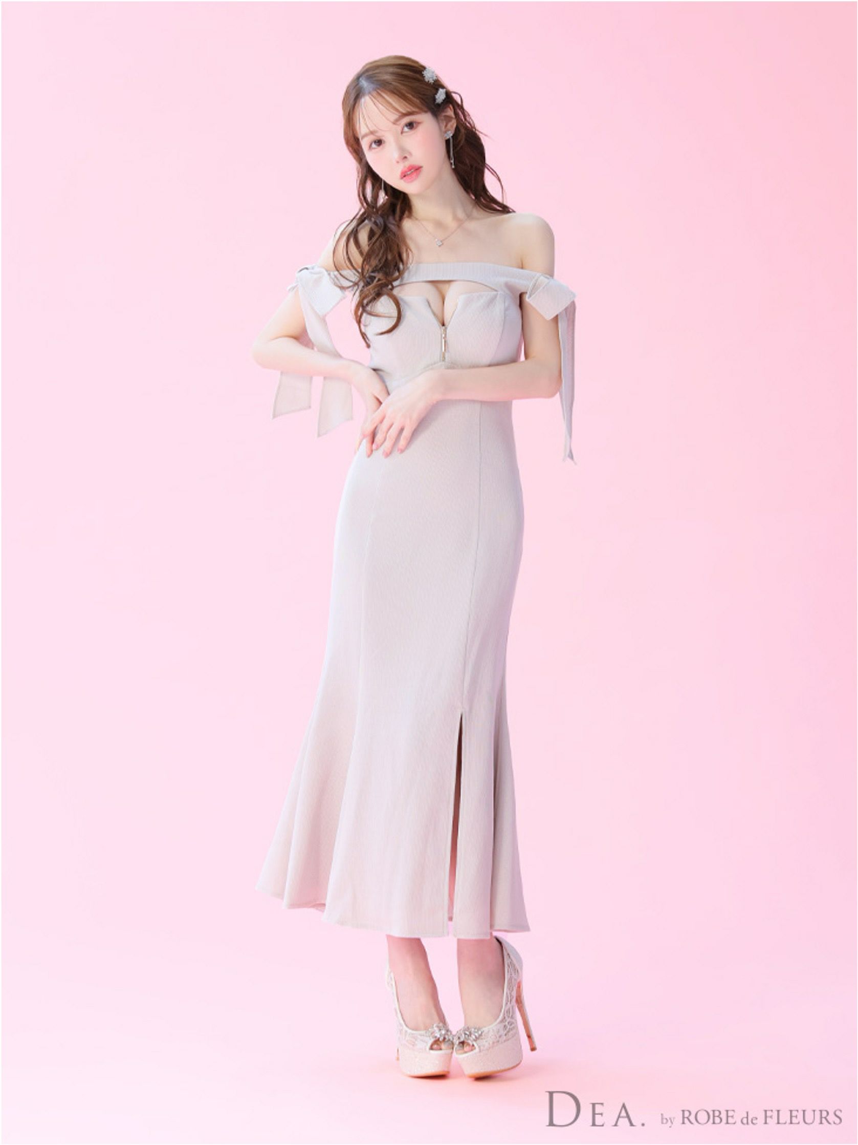 DEA. ディア バイ ローブドフルール オフショルリボンバストジップマーメイドロングキャバドレス de3596-c