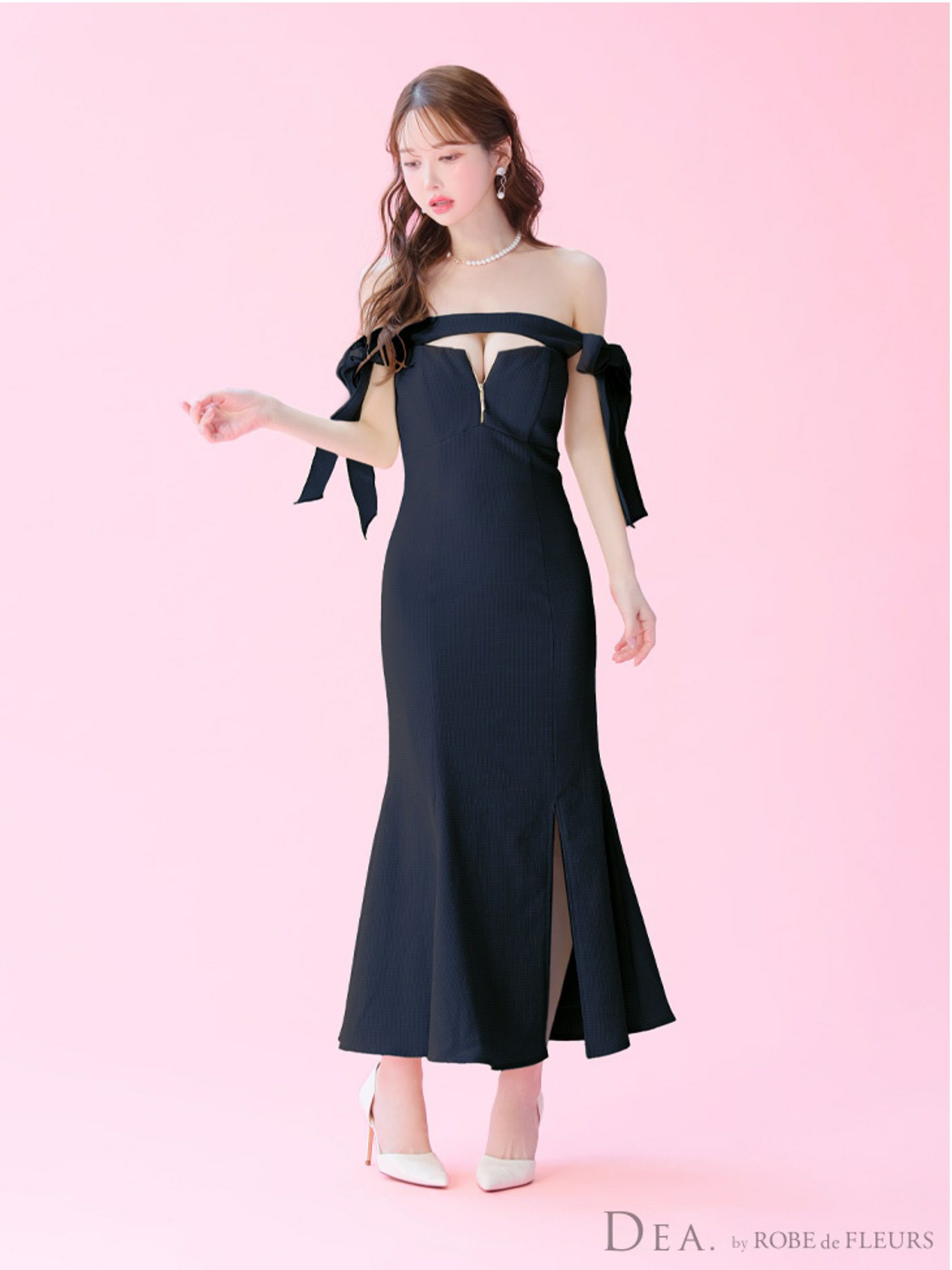 DEA. ディア バイ ローブドフルール オフショルリボンバストジップマーメイドロングキャバドレス de3596-c