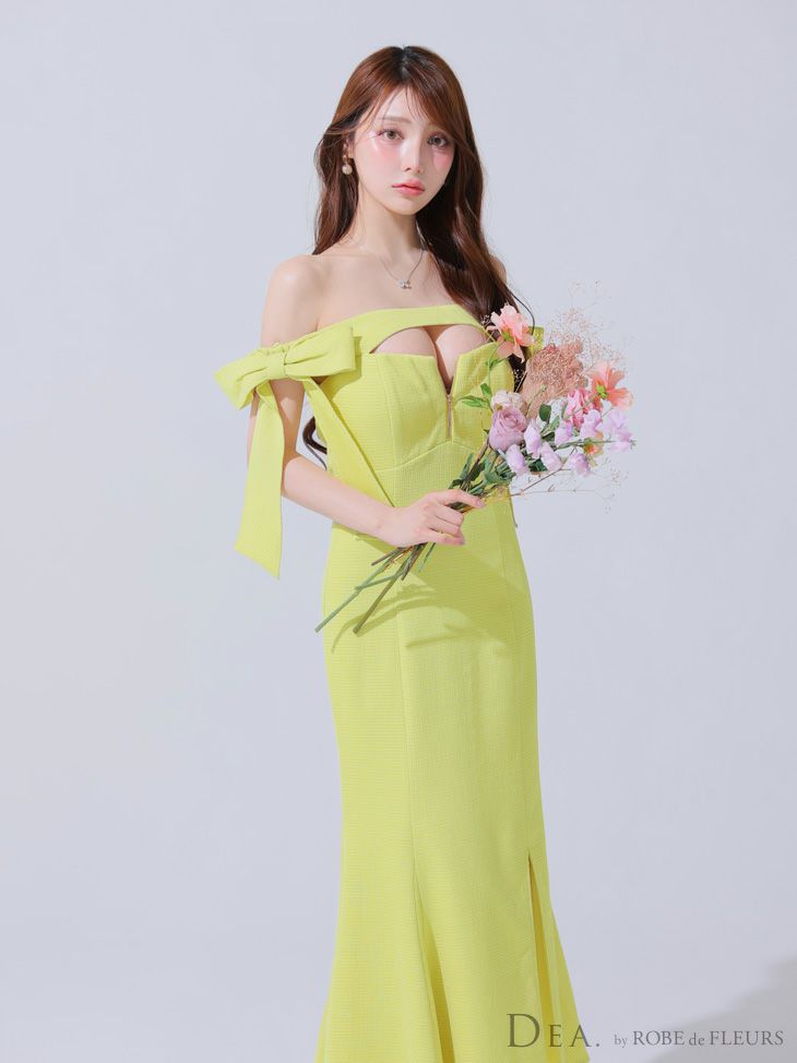 DEA. ディア バイ ローブドフルール オフショルリボンバストジップマーメイドロングキャバドレス de3596-c