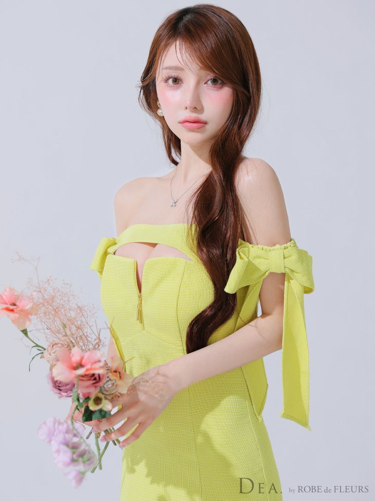 DEA. ディア バイ ローブドフルール オフショルリボンバストジップマーメイドロングキャバドレス de3596-c